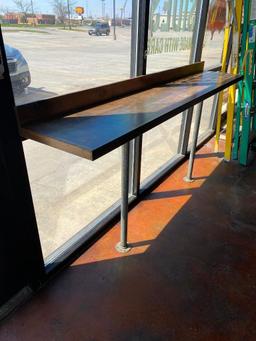 High Top Wood Counter for Customer Seating, 90in Wide, 42in High