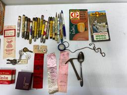 Lot of Vintage Advertising Bullet Pencils and Cigarette Lighters, Keys