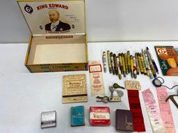 Lot of Vintage Advertising Bullet Pencils and Cigarette Lighters, Keys