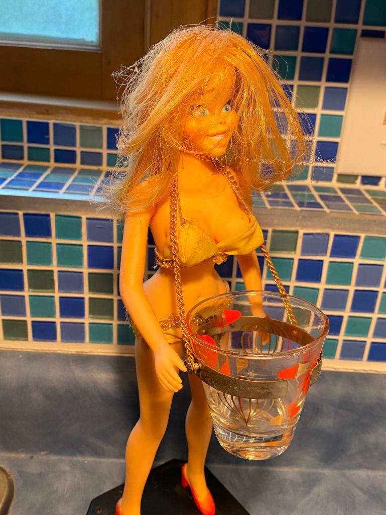 1969 Poynter Products, Inc Battery Operated Mid-Century Modern Pin-Up Girl Cocktail Drink Shaker w/