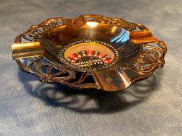 Vintage Mid-Century Modern Miniature Roulette Ashtray, Bronze, Real Spinning Action