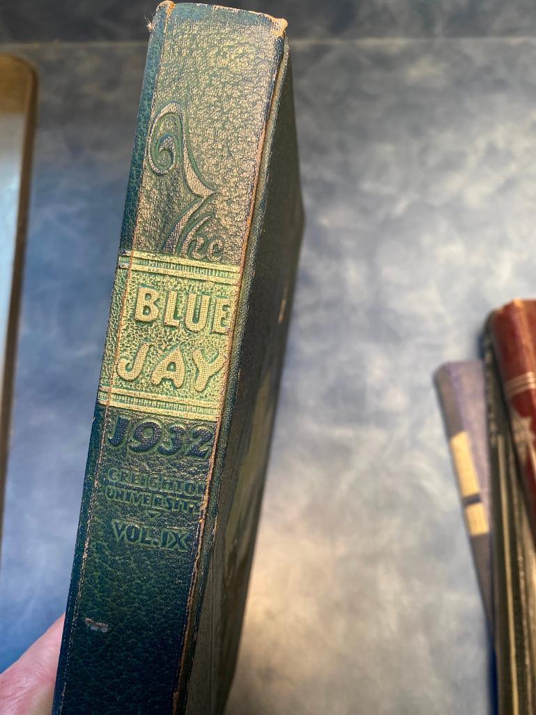 1932 Creighton University Yearbook w/ Beautiful Embossed Bluejay and Writing