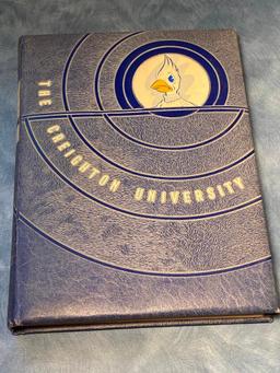 1941 Creighton University Yearbook w/ Beautiful Embossed Bluejay and Writing