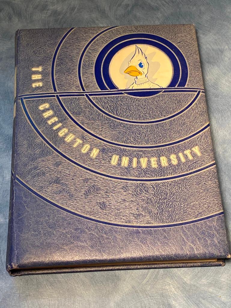 1941 Creighton University Yearbook w/ Beautiful Embossed Bluejay and Writing