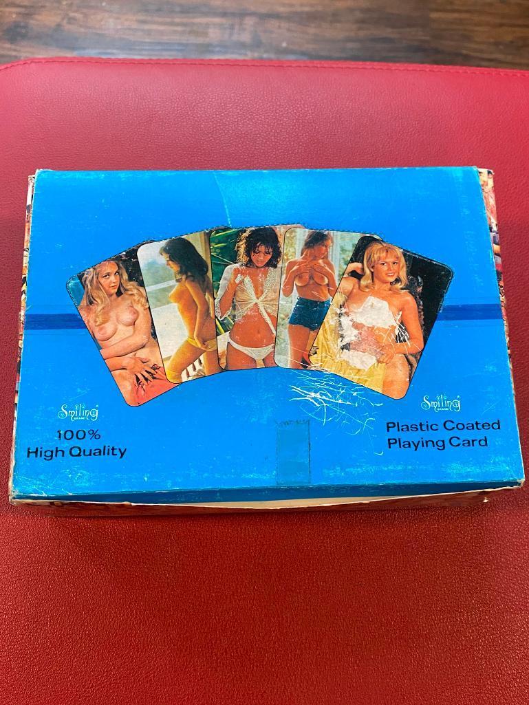 Case of Sealed No. 906 54 Nude Beauties Plastic Coated Playing Cards, 12 New Decks w/ Orig. Box