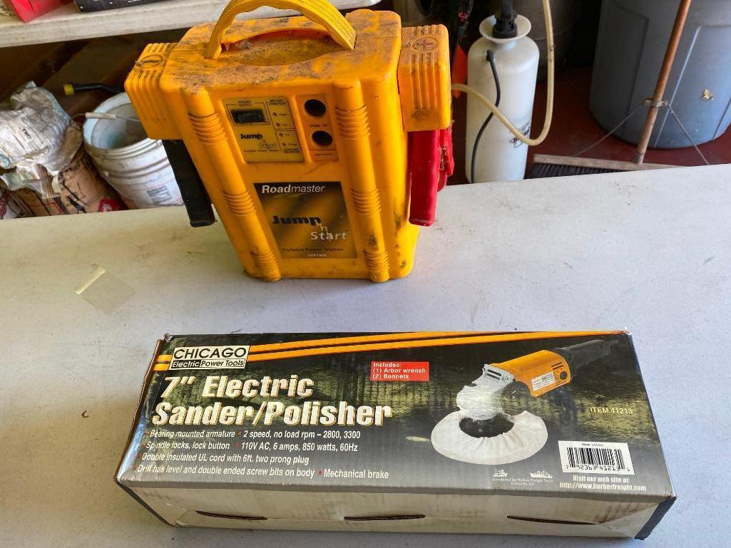 Lot of 4; 7" Electric Sander/Polisher, Roadmaster Jump n' Start Power Station Portable JNS1800, 3/8"