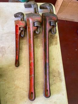 Lot of 3 Pipe Wrench