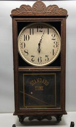 New Haven Time Only Misseng Top Glass School/Courthouse Clock Regulator 36"x16"
