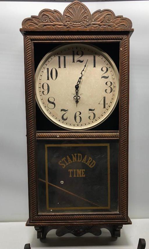 New Haven Time Only Misseng Top Glass School/Courthouse Clock Regulator 36"x16"