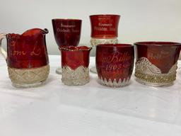 Large Collection of Ruby Red Souvenir Glass