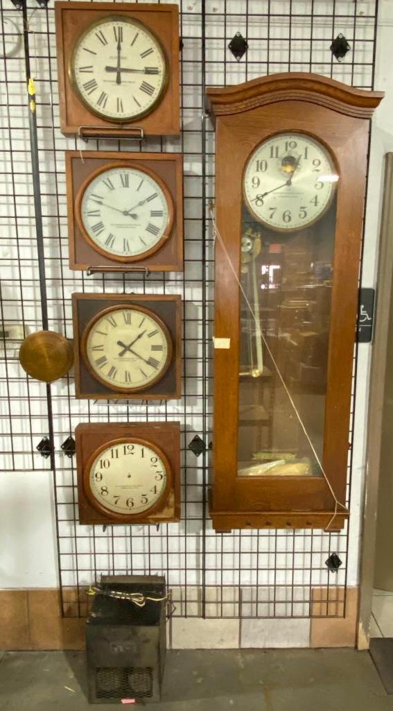 Cozad NE Standard Electric Time Co School House Clock Set w/ Matching Slave Clocks Springfield, Mass