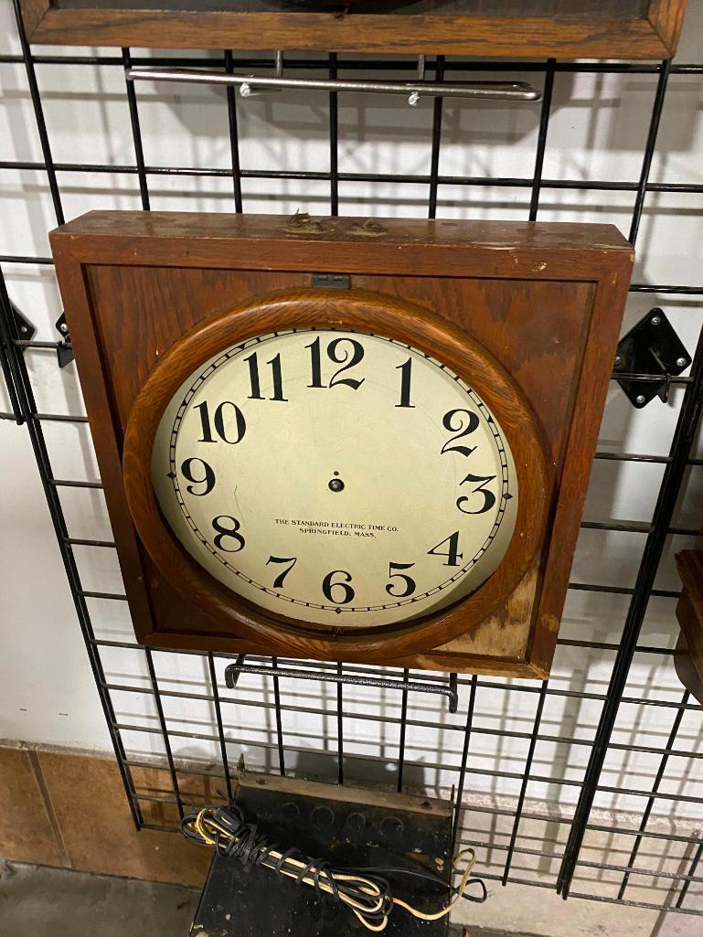 Cozad NE Standard Electric Time Co School House Clock Set w/ Matching Slave Clocks Springfield, Mass