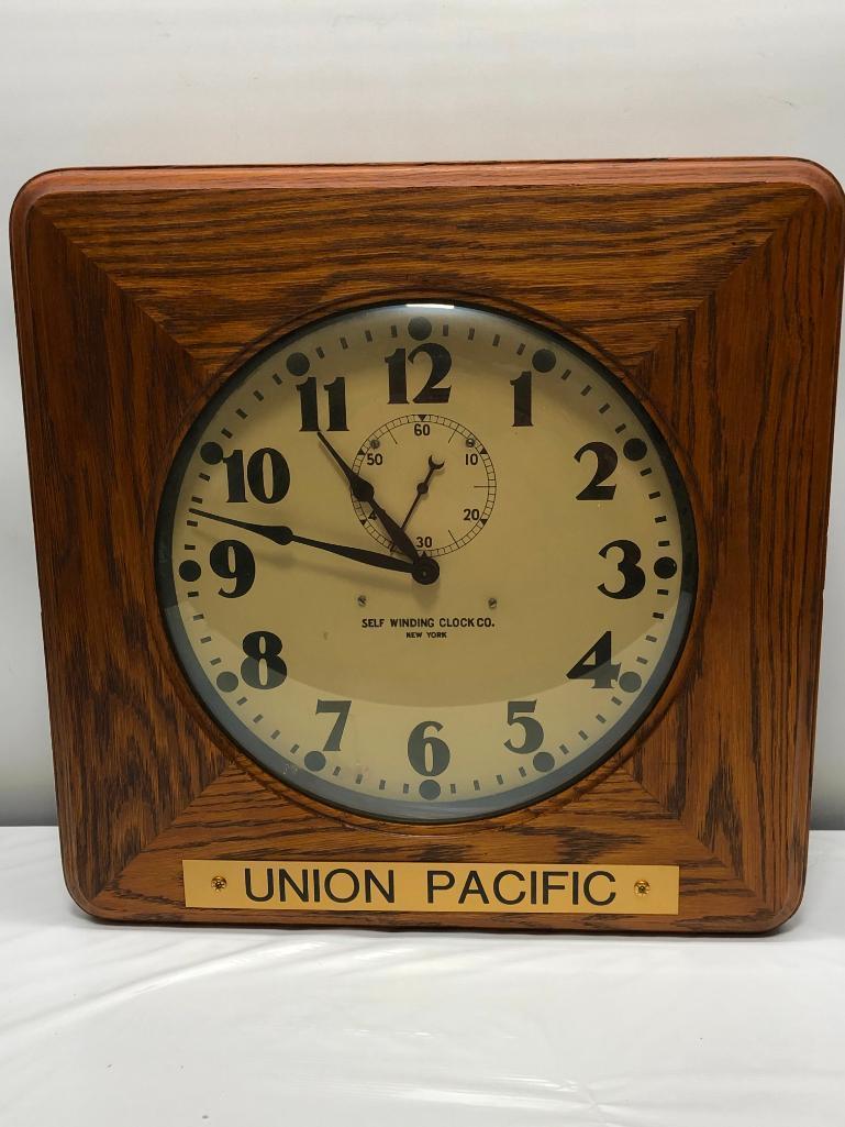 Self-Winding Clock Co. Union Pacific Clock, 21"x21" with 15" Dial