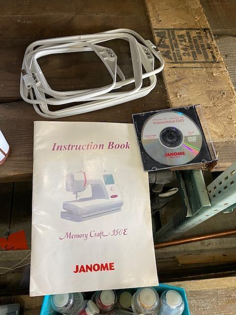 Janome Model MC350E Embroidery Sewing Machine with Attachment Kit and Cover