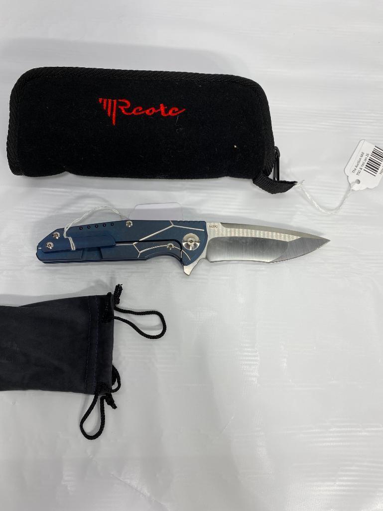 Reate K-4 Blue / Carbon Fiber M390 Folding Knife, MSRP: $419.99