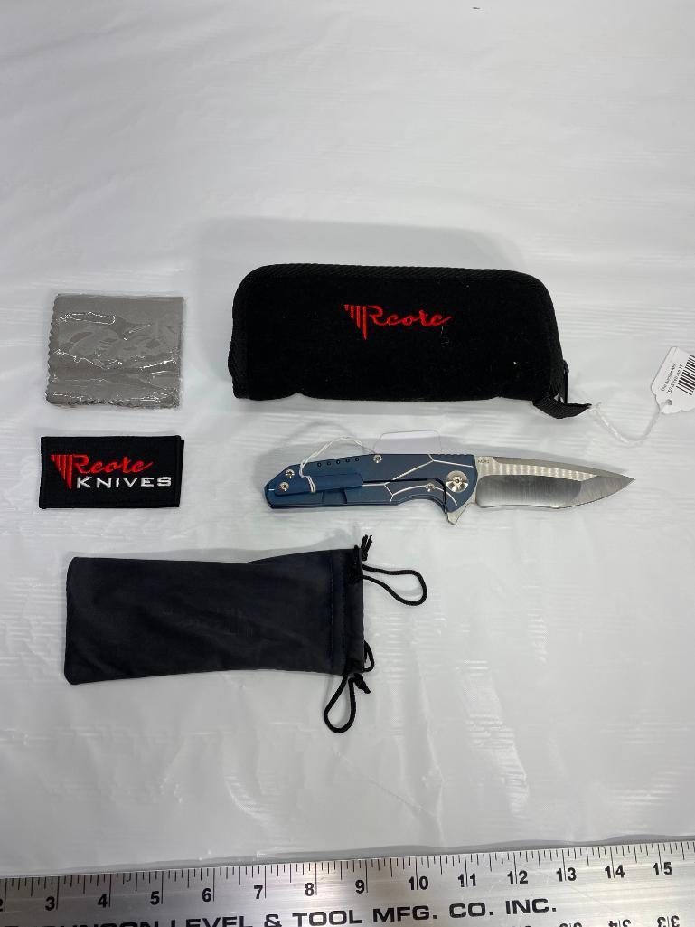 Reate K-4 Blue / Carbon Fiber M390 Folding Knife, MSRP: $419.99