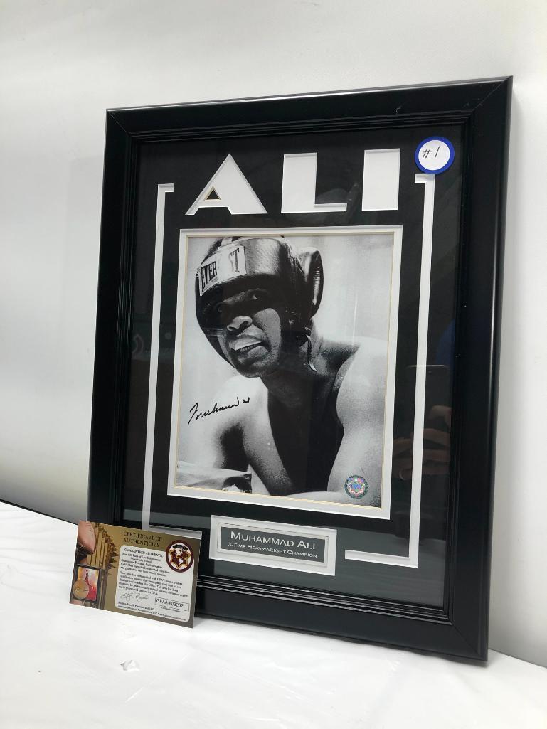 Muhammad Ali Signed Photograph Framed and Matted Under Glass, 14" X 18", Signed C.O.A