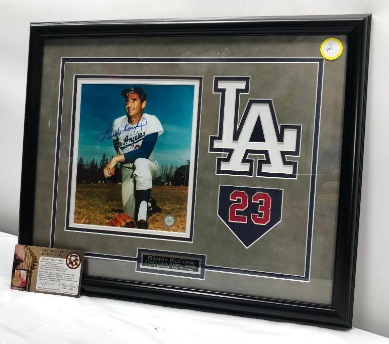 Sandy Koufax, Signed Photograph Matted & Framed Under Glass, 17.5" X 22", Signed C.O.A