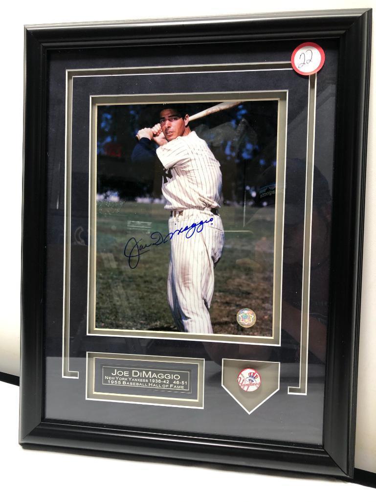Joltin' Joe DiMaggio Signed Photograph, Framed & Matted Under Glass, 14" X 18", Signed C.O.A