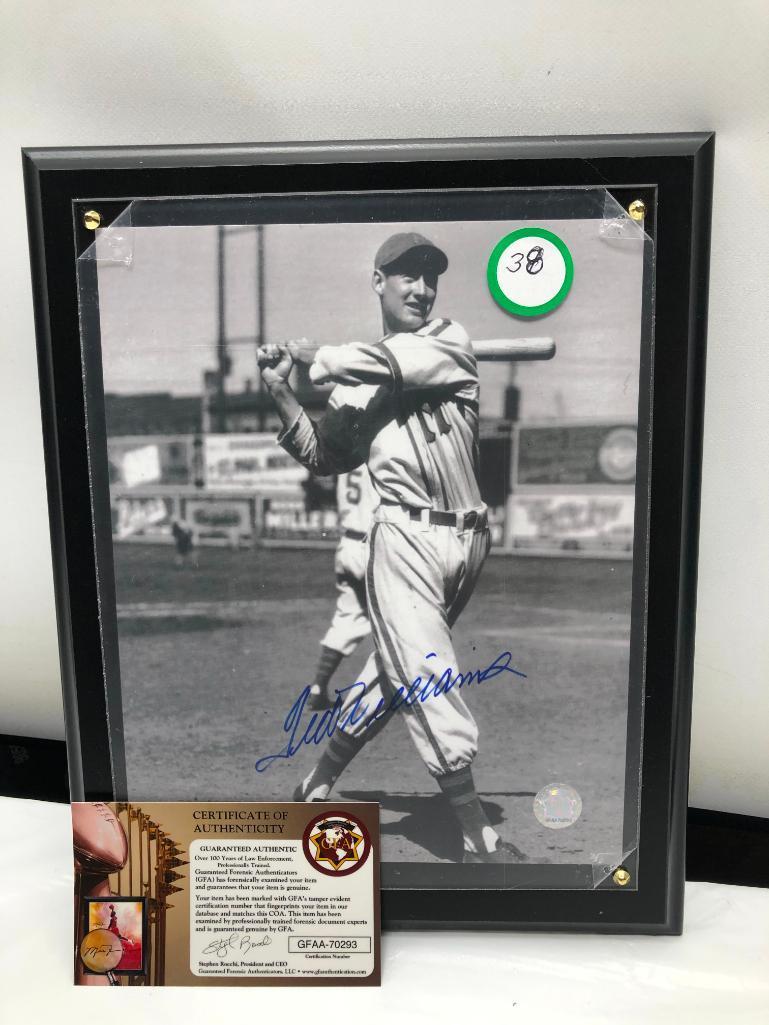 Ted Williams Signed Photograph, 10" X 13", Matted & Framed Under Glass, Signed C.O.A