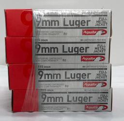New Ammo: 8 Boxes of 9mm Luger Full Metal Jacket, 115 Grain, 400 Total Rounds