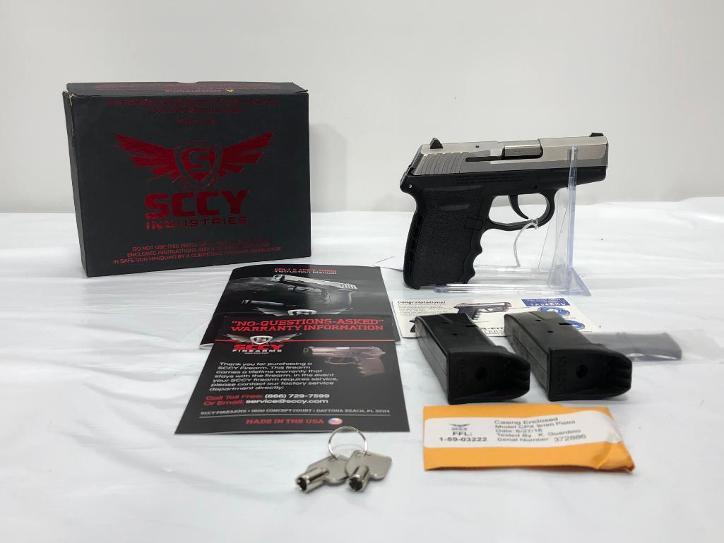 SCCY Model: CPX2 TT Stainless Steel 9mm SN: 372886, with 2 Mags
