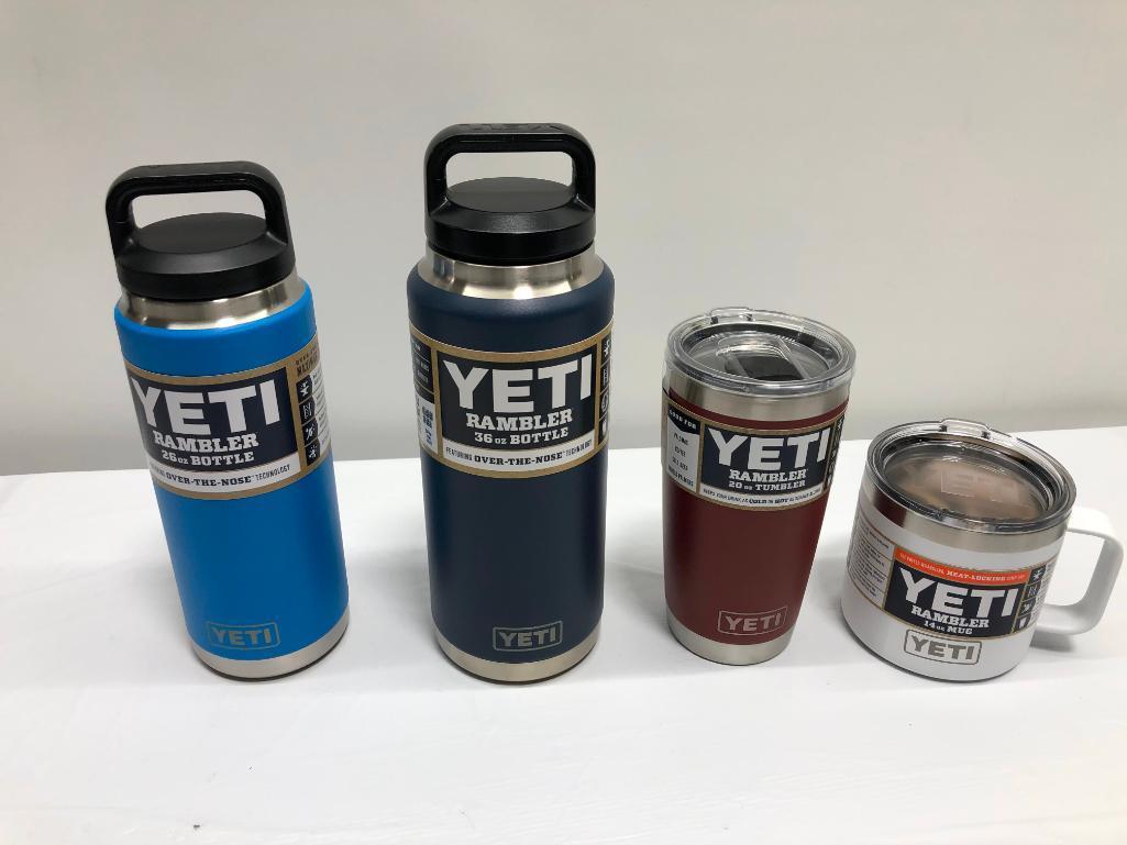 4 Items, Yeti, Rambler 26oz Bottle, Rambler 36oz Bottle, Rambler Tumbler 20oz