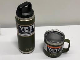2 Items, Discontinued Olive Green Color, YETI Rambler 14oz Mug, 26oz Bottle