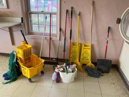 Misc. Janitorial Supplies, Mop Bucket, Brooms