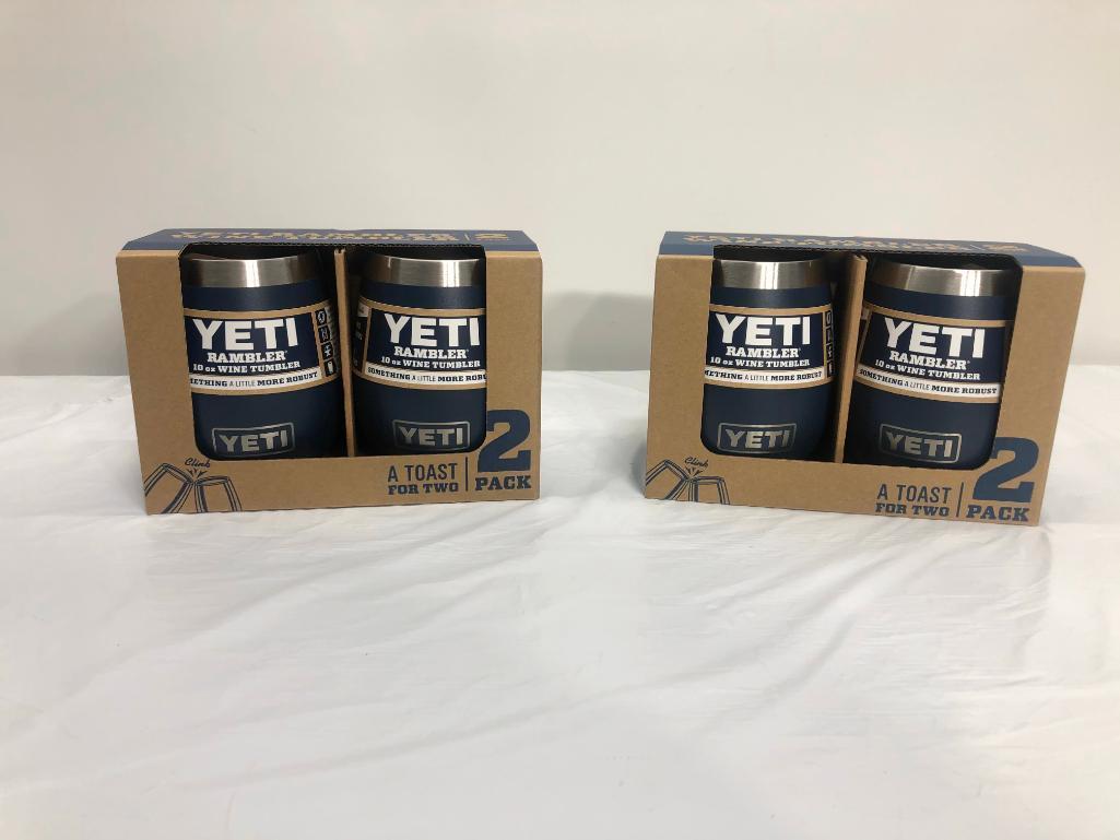 2 Sets; YETI 2 Pack Rambler 10oz Wine Tumbler , Navy