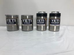 4 Items; YETI 2 Rambler 10oz Lowball, 2 Colster Stainless Steel