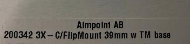 Aimpoint AB 200342 3X C Magnifier / Flip Mount 39mm w TM Base