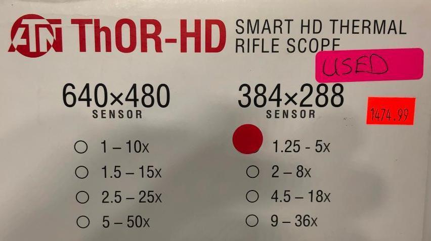 ATN Thor-HD Smart HD Thermal Rifle Scope 384x288 USED MSRP:$1474.99