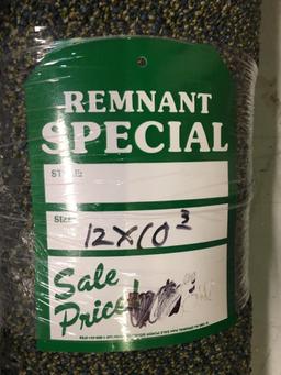 New Carpet Remnant Roll: 12ft 3in x 10ft Green, Yellow and Blue High Traffic