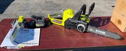 Ryobi P548 12" Battery Powered Chain Saw with Battery and Charger