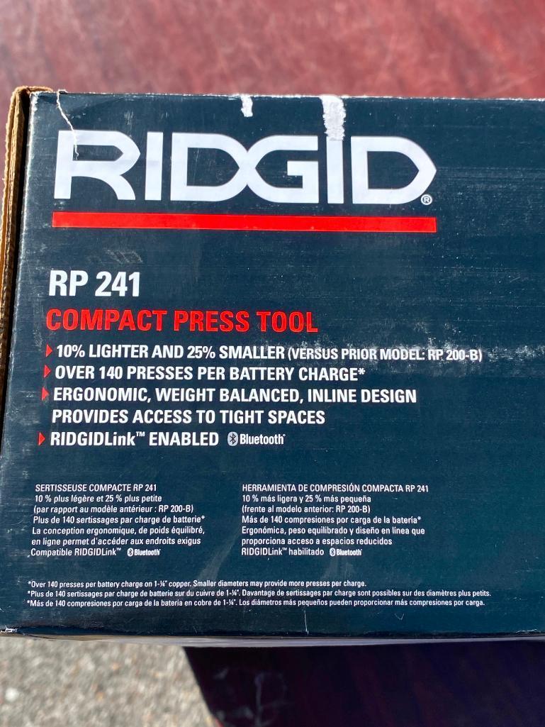 New in Box, Rigid RP241 Compact Press Tool, No Batteries Included, Missing One 1-1/4in Jaw