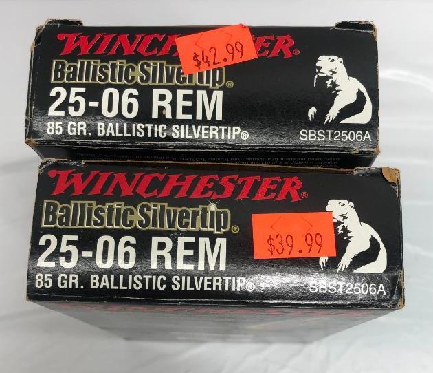 Winchester 40 Rounds 25-06 REM 85 Gr. Silver Tip