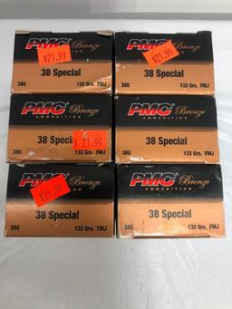 300 Rounds New PMC Bronze 38 Special, 132gr, FMJ, 6 Boxes of 50