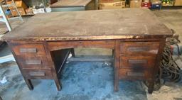 Vintage Wooden Desk, Solid Oak, Dovetailed Drawers, Center Drawer