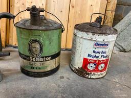 Lot of Fuel Cans, Some Advertising, 2 Galvanized Cans