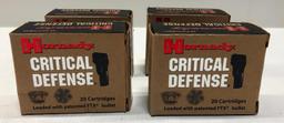 Hornady Critical Defense 165gr 40 S&W - 4 Boxes, 80 Total Rounds