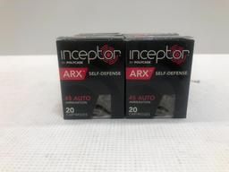 Inceptor .45 Auto 114gr ARX Self-Defense - 8 Boxes, 160 Total Rounds