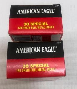 American Eagle 38 Special 130gr FMJ - 2 Boxes, 100 Total Rounds