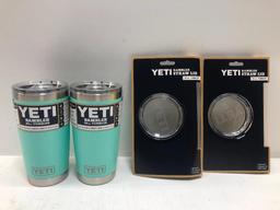 4 Items: YETI Rambler 20oz Tumbler Seafoam, YETI Rambler Straw Lid 20oz Tumbler