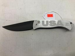 ProTech Knives 1345 Brend Auto #3 Silver Handle w/USA Dia Knurl Inlay Button & Black Blade - MSRP: