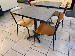 Restaurant Table & 2 Chairs, Pedestal Base, Laminate Top, Tables 30in x 24in & 29.5in H