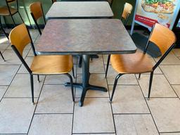 Restaurant Table & 2 Chairs, Pedestal Base, Laminate Top, Tables 30in x 24in & 29.5in H