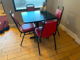 Stack Chairs, Red & Black, Vinyl Cushion, Black Frame, Chair 65 x's/$