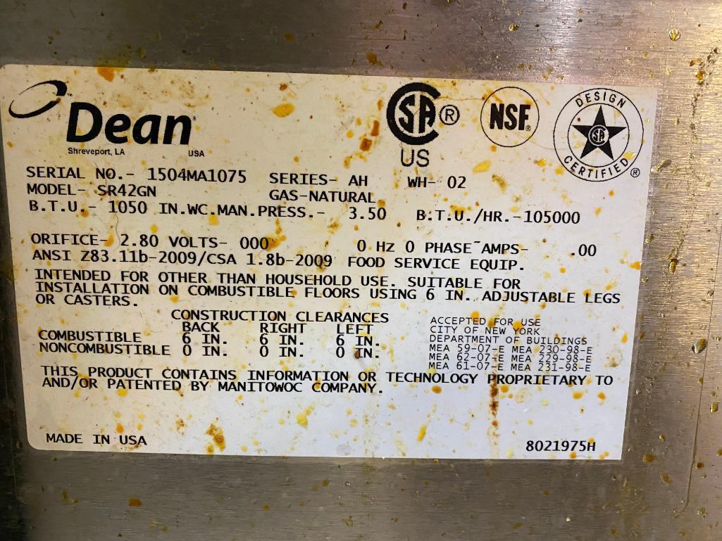 Dean Floor Fryer, Model SR42GN Natural Gas SN: 1505MA1075