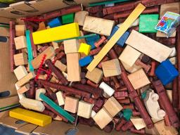 2 Boxes Full of Lincoln Long Wood, Blocks and Wood Toys